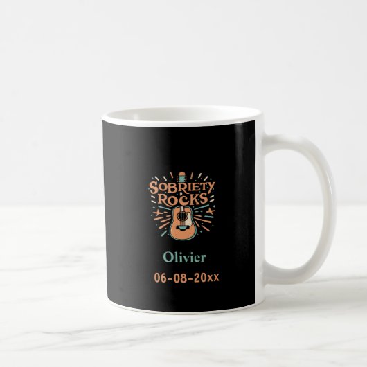 Sobriety Rocks Gitarre, Sober Date & Individuelle  Kaffeetasse (Rechts)