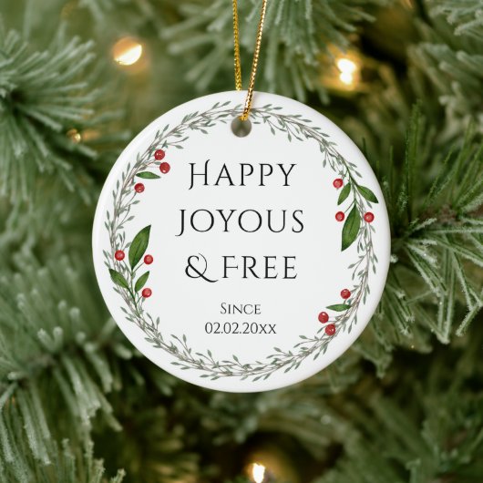 Sobriety Slogan Custom Date, nüchtern Weihnachtsge Keramik Ornament (Baum)