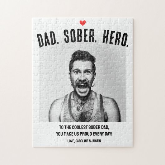 Sobriety Support Geschenk, Vater Hero Sober Custom Puzzle (Vertikal)