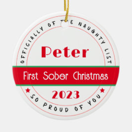 Sobriety Weihnachtsgeschenk, personalisierbarer Na Keramik Ornament
