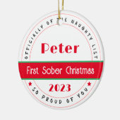 Sobriety Weihnachtsgeschenk, personalisierbarer Na Keramik Ornament (Links)
