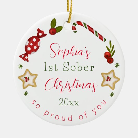 Sobriety XMAS Geschenk jeden Namen und nüchternen Keramik Ornament (Vorne)