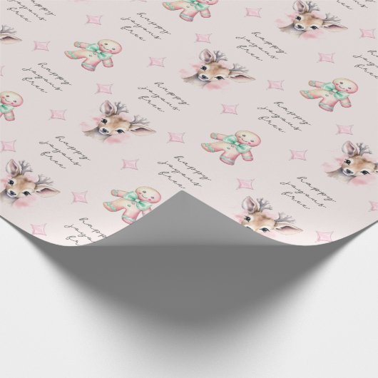 Sobrify Niedlich Pink Weihnachtsgeschenk Wrapping Geschenkpapier (Ecke)