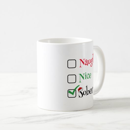 Sobrities Christmas Tasse, Naughty - Nice - Sober Kaffeetasse (VorderseiteRechts)