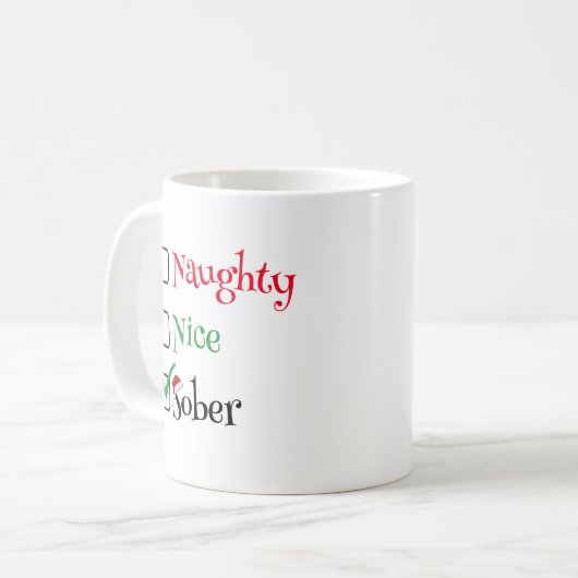 Sobrities Christmas Tasse, Naughty - Nice - Sober Kaffeetasse (Vorderseite Links)