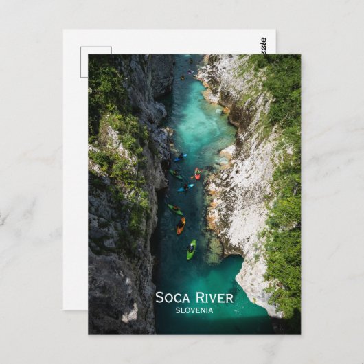 Soca River in Kobarid, Slowenien. Alpenmärchen. Postkarte (Vorne/Hinten)