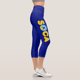 Soca Saint Lucia Flag Karneval Capri Leggings