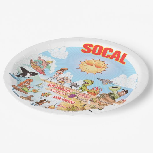 SoCal Beach Paradise Paper Plate Pappteller (Schrägansicht)