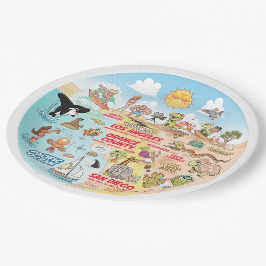 SoCal Beach Plate Pappteller (Schrägansicht)