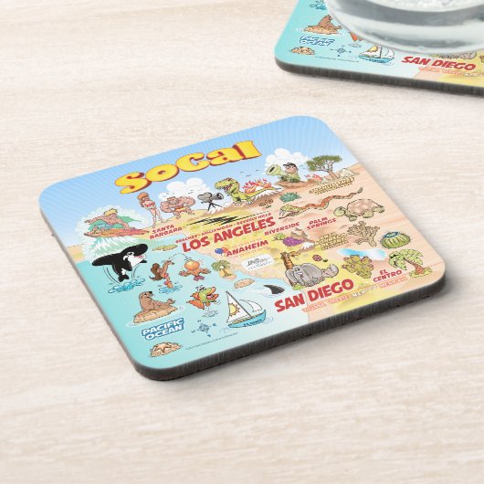 SoCal Cartoon Getränkeuntersetzer (Linke Seite)
