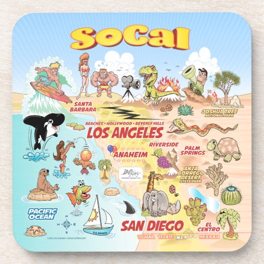 SoCal Cartoon Getränkeuntersetzer (Vorderseite)