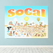 SoCal Cartoon Map Leinwanddruck (Insitu (Holzboden))