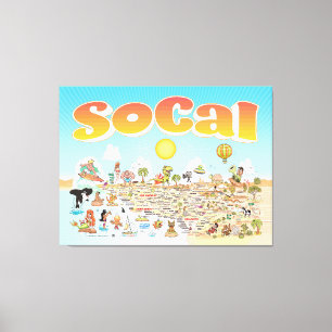 SoCal Cartoon Map Leinwanddruck