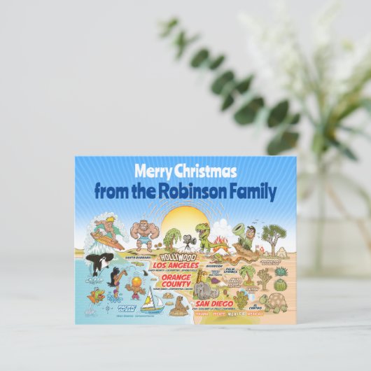 SoCal Custom Christmas Postkarte (Stehend Vorderseite)