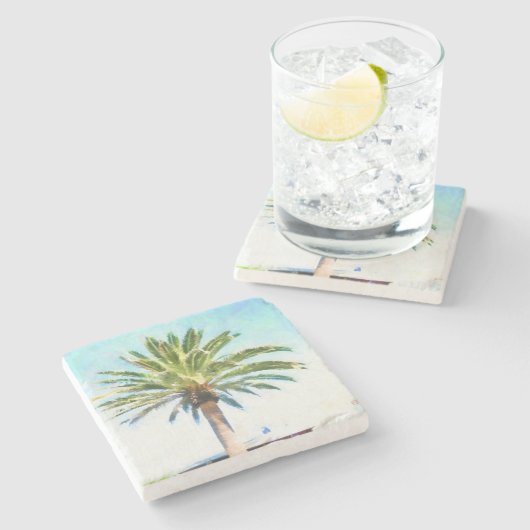 SoCal Palm Tree Steinuntersetzer (Seitenansicht)