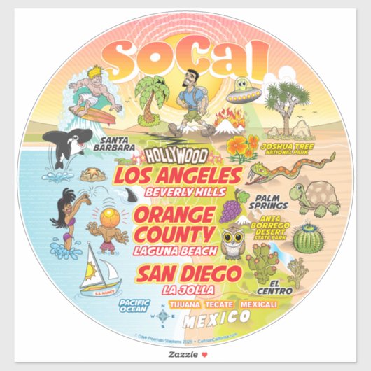 SoCal Paradise Custom-Cut Vinyl Sticker (Blatt)