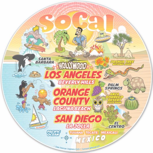 SoCal Paradise Custom-Cut Vinyl Sticker (Vorderseite)