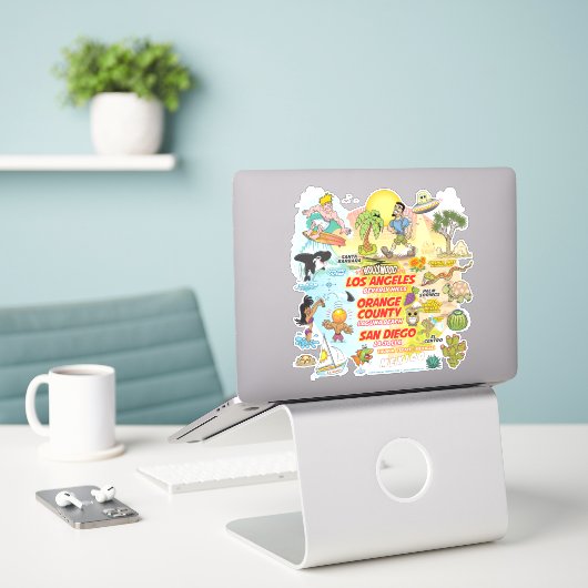 SoCal Paradise Custom-Cut Vinyl Sticker (Laptop auf Schreibtisch)