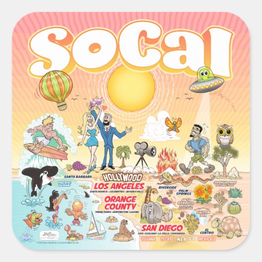 SoCal Quadratischer Aufkleber (Vorderseite)