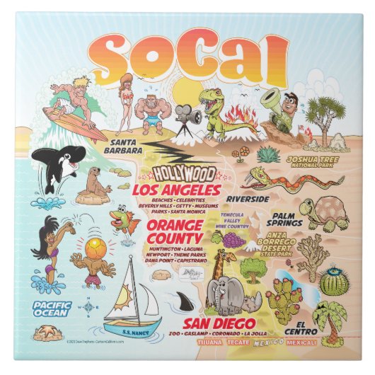 SoCal Scene Keramik Tile Fliese (Vorderseite)