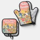 SoCal-Strandparadies Ofenhandschuh & Topflappen-Set (Vorderseite/Rückseite)