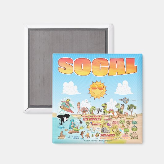 SoCal Sunny Cartoon Magnet (Vorderseite/Rückseite)