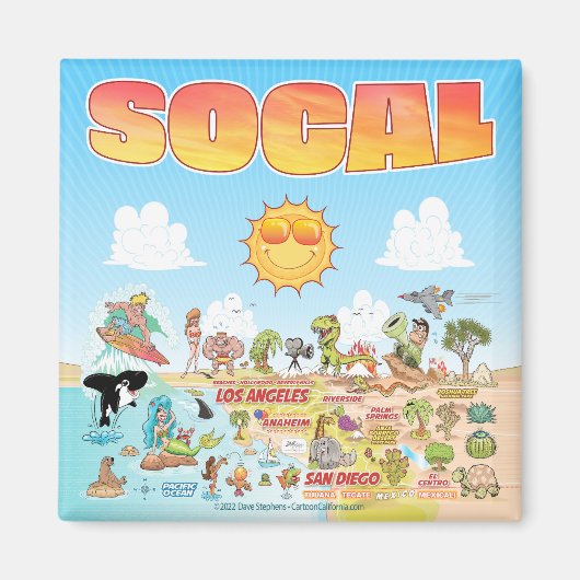 SoCal Sunny Cartoon Magnet (Vorne)