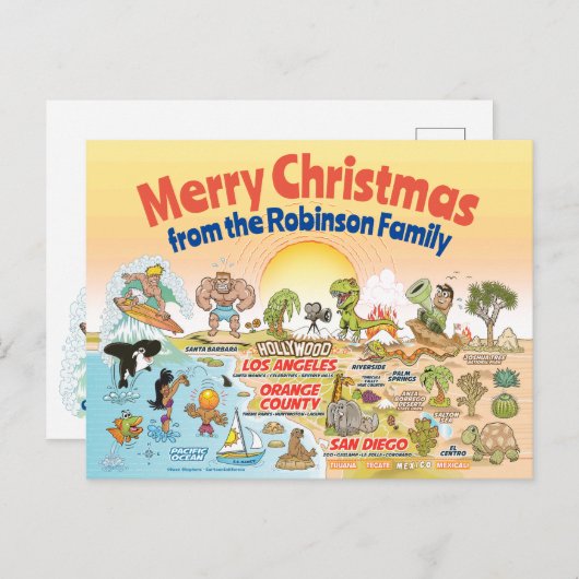 SoCal Sunset Custom Christmas Postkarte (Vorne/Hinten)