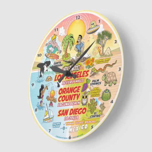 SoCal Sunset Große Wanduhr (Winkel)