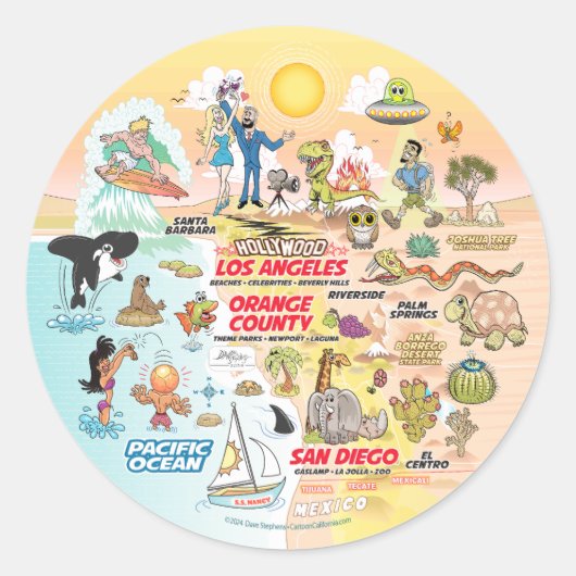 SoCal Sunset Runder Aufkleber (Vorderseite)