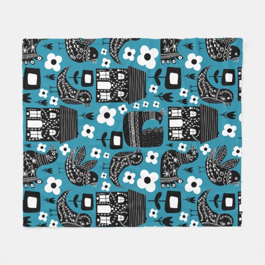 Socando Floral Birds Fleecedecke (Vorderseite (Horizontal))