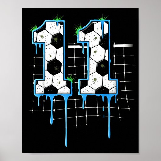 Soccer 11 Year Old Ice Cream Drip Youth 11th Birth Poster (Vorne)