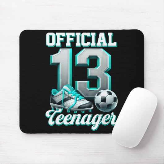 Soccer 13 Year Old Birthday Boy Thirteen Teenager Mousepad (Mit Mouse)