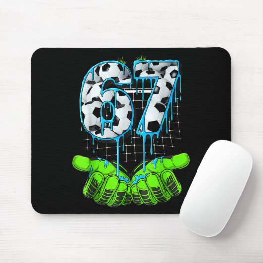 Soccer 67 Six Seven Funny Gen Alpha Meme  Mousepad (Mit Mouse)