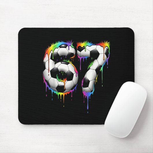 Soccer 67 Six Seven Funny Gen Alpha Meme Rainbow D Mousepad (Mit Mouse)