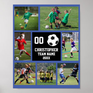 Soccer 7 Foto Collage Blue Teamname Plakat