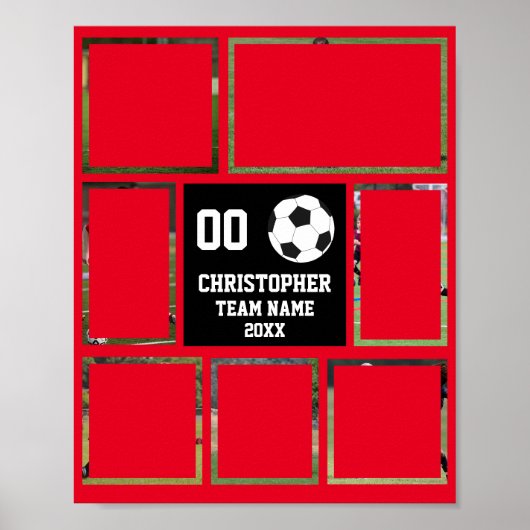 Soccer 7 Foto Collage Red team name poster (Vorne)