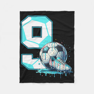 Soccer 9th Birthday 9 Year Old Ice Cream Drip Bday Fleecedecke