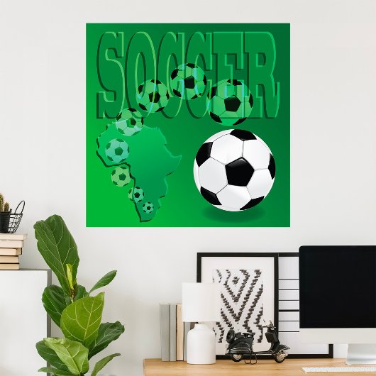 Soccer Africa Bold Green Football Poster