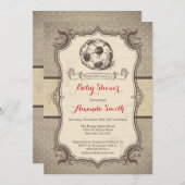 Soccer Baby Shower Einladung Vintag Retro (Vorne/Hinten)