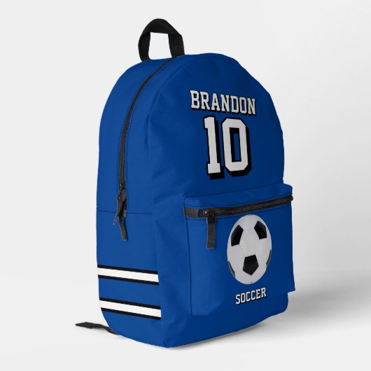 soccer backpacks blue personalized player gol bedruckter rucksack (Rückseitige Ecke links)