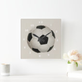 Soccer Ball Acrylic Wall Clock Quadratische Wanduhr (Zuhause)