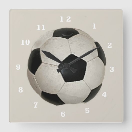 Soccer Ball Acrylic Wall Clock Quadratische Wanduhr (Vorderseite)