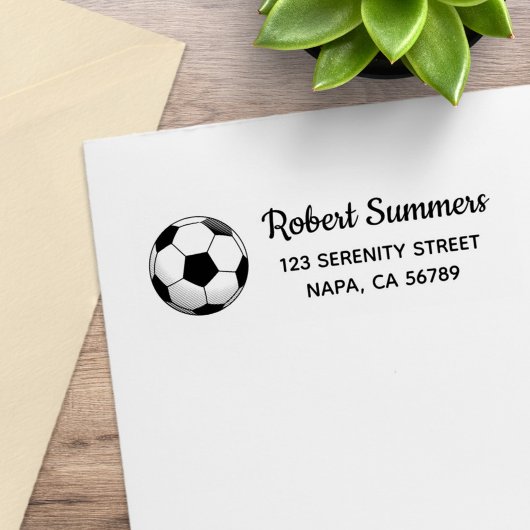 Soccer Ball Address Rubber Briefmarke Gummistempel