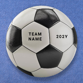 Soccer Ball Button Pin | Custom Team Name Buttons