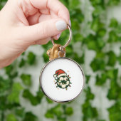 Soccer Ball Christmas Lights Santa Hat Funny Schlüsselanhänger (Hand)