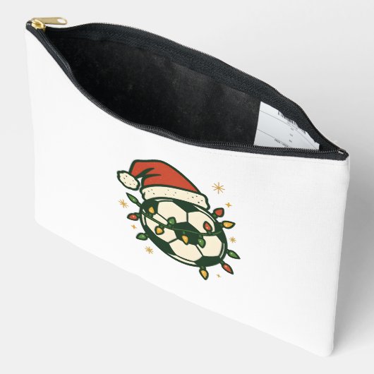 Soccer Ball Christmas Lights Santa Hat Funny Zubehörtasche (Offen)
