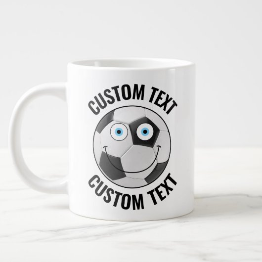 Soccer Ball Custom Happy Face & Personalisiert Tex Jumbo-Tasse (Links)