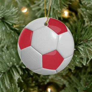 Soccer Ball Dark Red Keramik Ornament