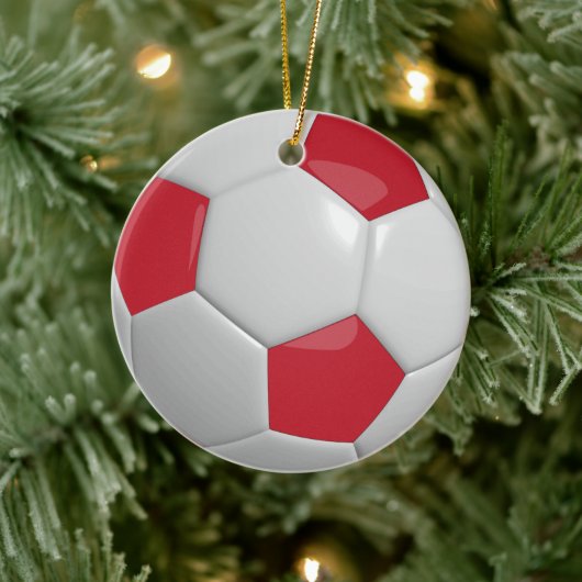 Soccer Ball Dark Red | Keramik Ornament (Baum)